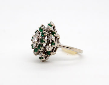 Estate 14KY .32 Cttw Emerald and .27 Cttw Diamond Ring