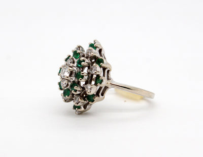 Estate 14KY .32 Cttw Emerald and .27 Cttw Diamond Ring
