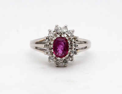 Estate 14KW .85 Ct Pink Spinel and Diamond Ring