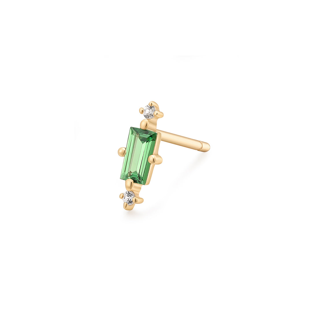 SERENA  Baguette Tsavorite and White Sapphire Single Earring