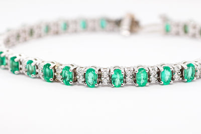 14KW 5.92 CTTW Emerald And Diamond Bracelet