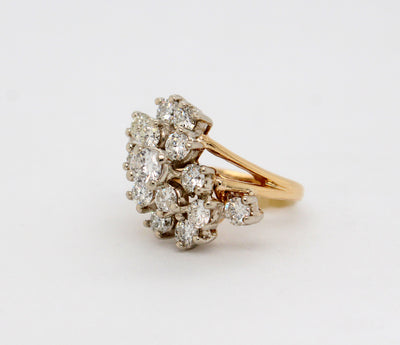 Estate 14KY 1.81 Cttw Diamond Waterfall Ring J in Color andSI1 in Clar