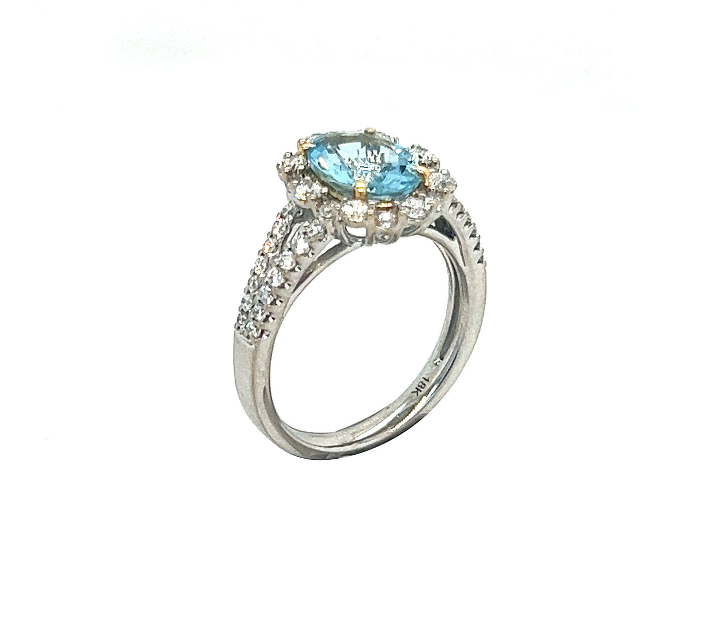 18KTT 1.48 Ct Aquamarine and Diamond Ring with .73 Cttw in Diamonds image