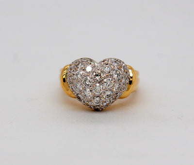 Estate 18KY 1.05 Cttw Diamond Dome Heart Ring G to H in Color and SI1