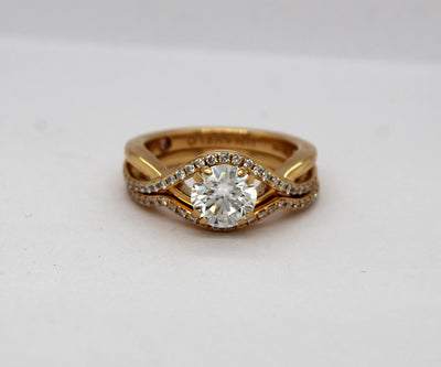 Estate 18KY Diamond Engagement Ring with 1.22 Ct Round Brilliant Cente