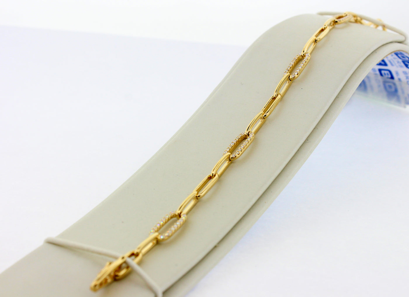 18KY Fashion Paperclip Chain Diamond Bracelet