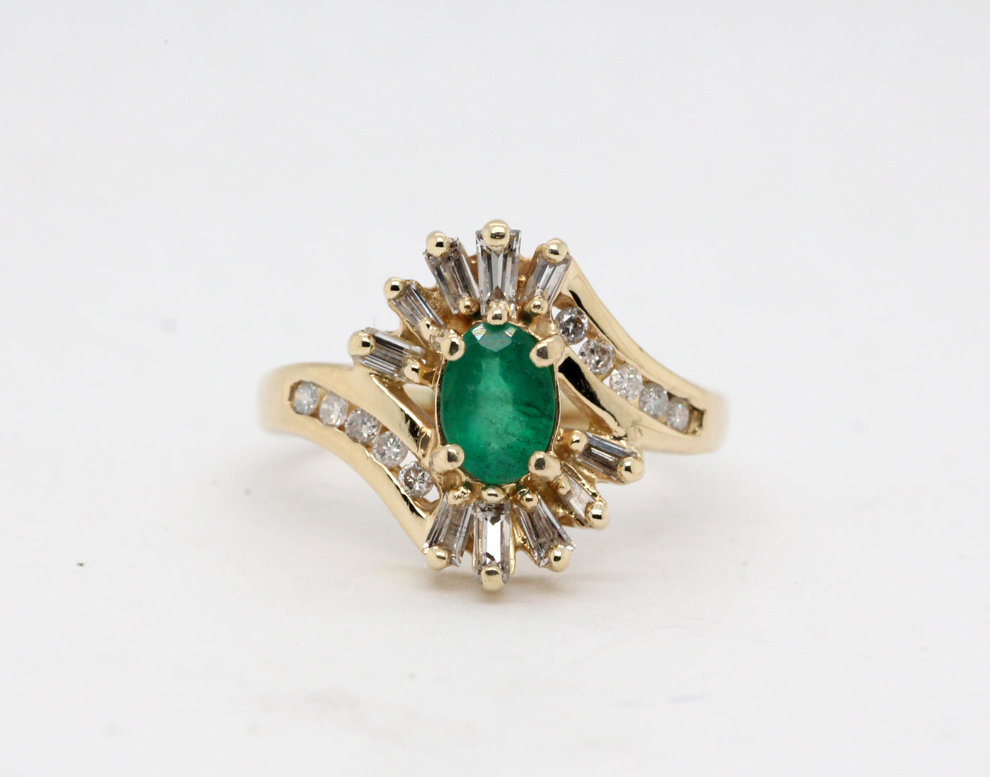 Estate 14KY .78 Ct Emerald and Diamond Ring