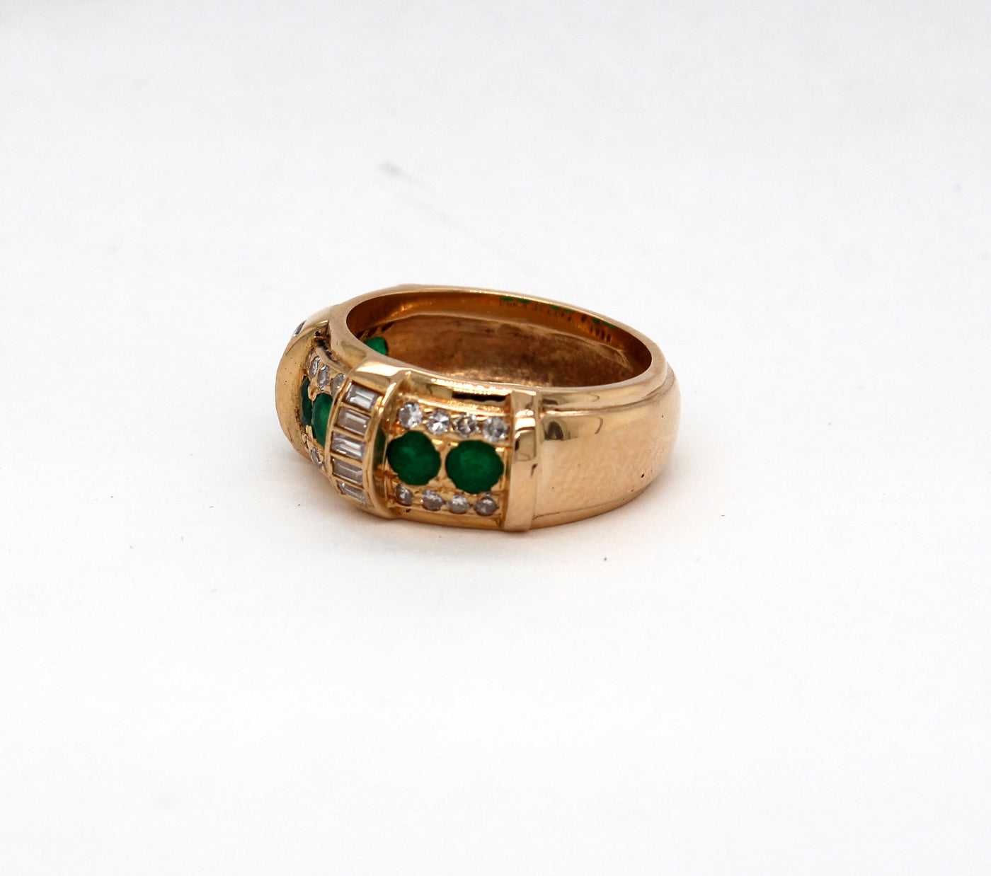 Estate 14KY .75 Cttw Emerald and .50 Cttw Diamond Ring G in Color and