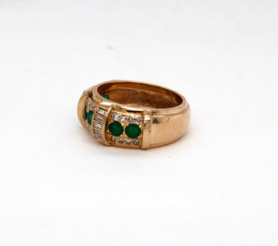 Estate 14KY .75 Cttw Emerald and .50 Cttw Diamond Ring G in Color and
