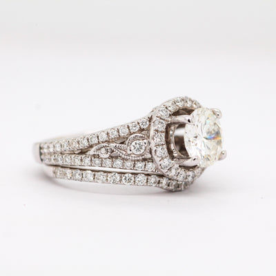 14KW 1.71 CTTW DIAMOND WEDDING SET 1.04 CT CTR H-SI1 N1100