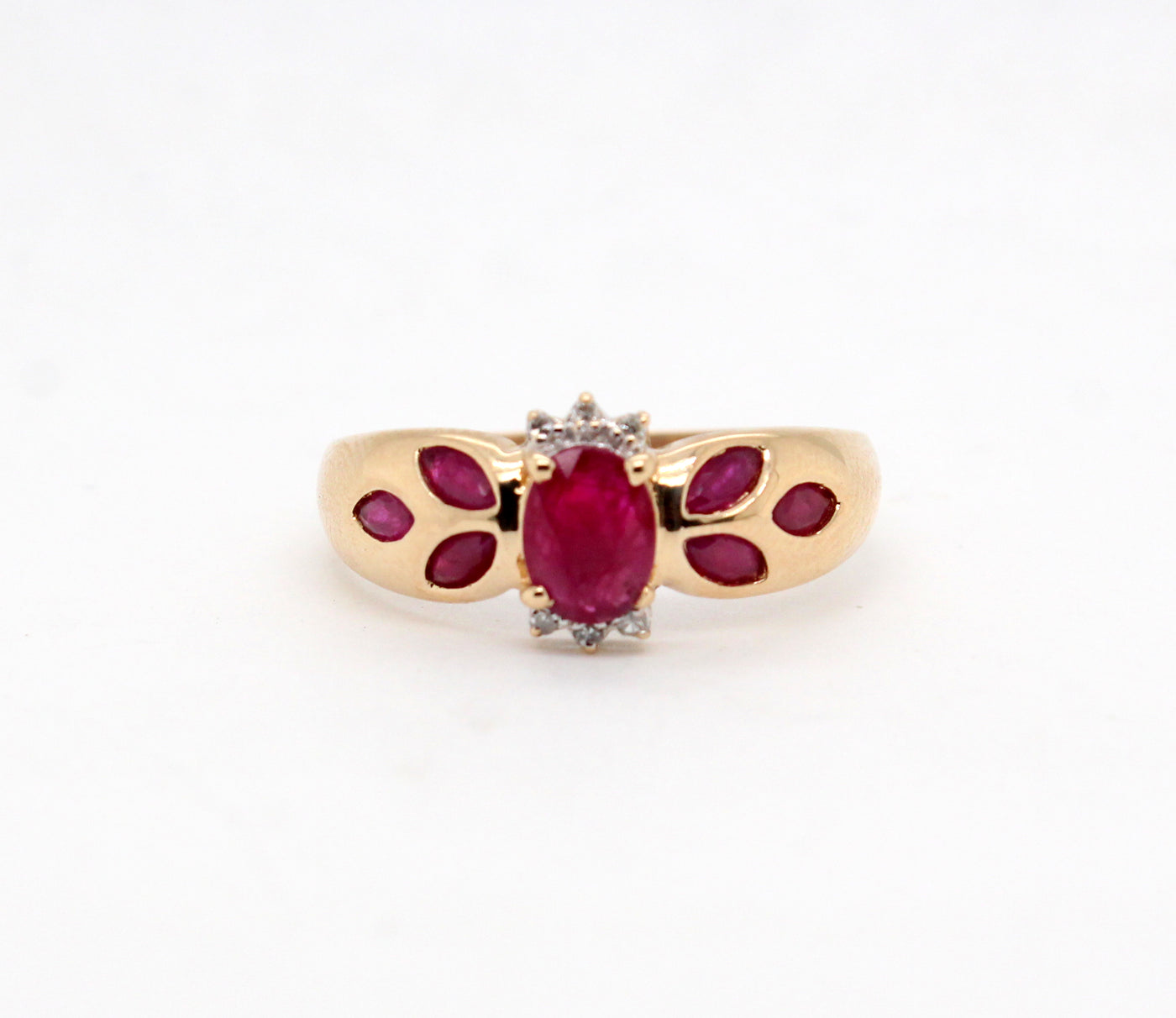 Estate 14KY 2.50 Cttw Ruby and .03 Cttw Diamond Ring