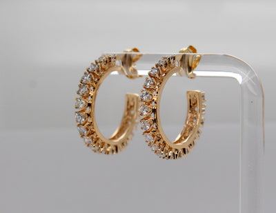 Estate 14KY 1.65 Cttw Diamond Hoop Earrings