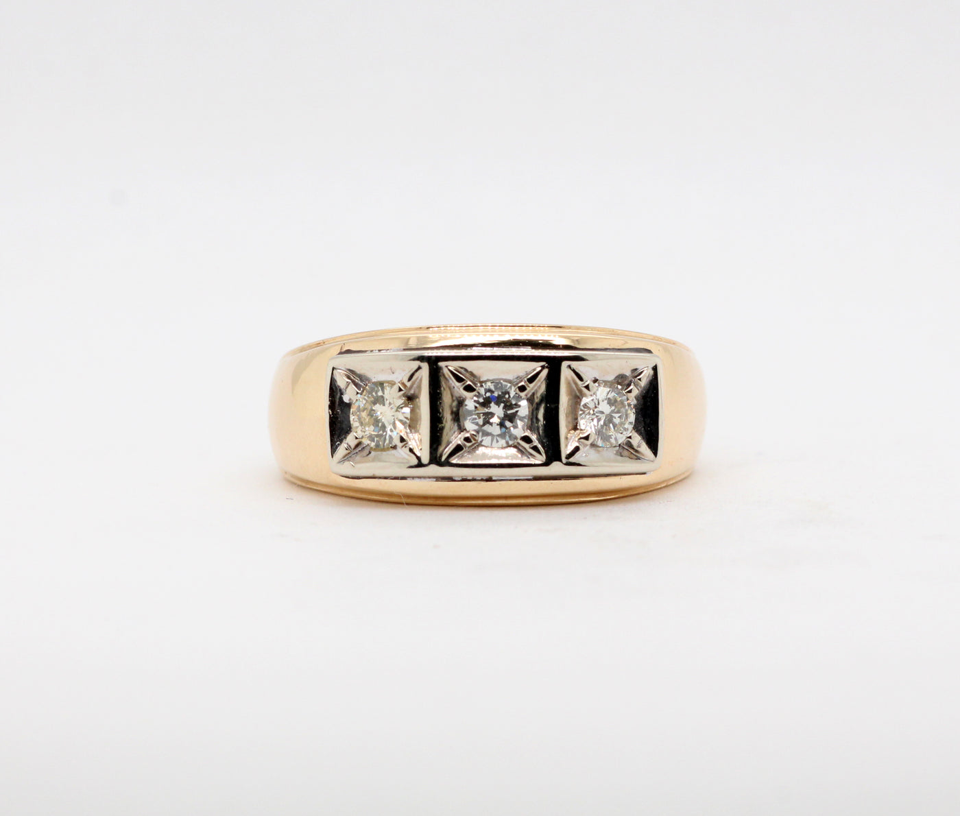 Estate 14KTT .50 Cttw Diamond Gents Ring, JK-SI2