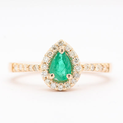 14KY .37 CTTW  Emerald and Diamond ring, .23 CTTW