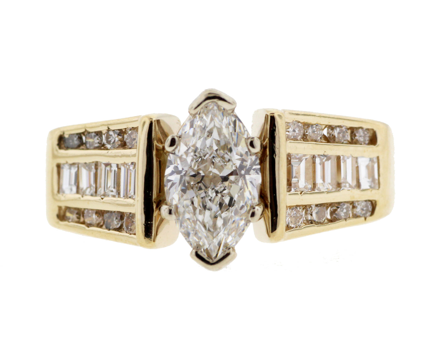 14KY 1.68CTTW DIAMOND BRIDAL RING .92CT MARQISE CENTER J-I1 N1450 image