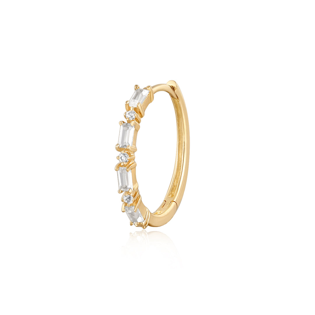 DELANEY  Baguette and Round White Sapphire Hoop