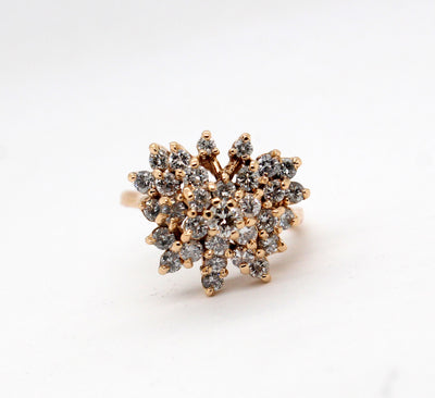 Estate 14KY 1.85 Cttw Diamond Cluster Ring