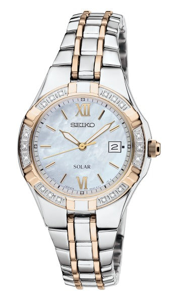 Lds Seiko Solar Tt Mop Dial/Dia Bezel Sut068
