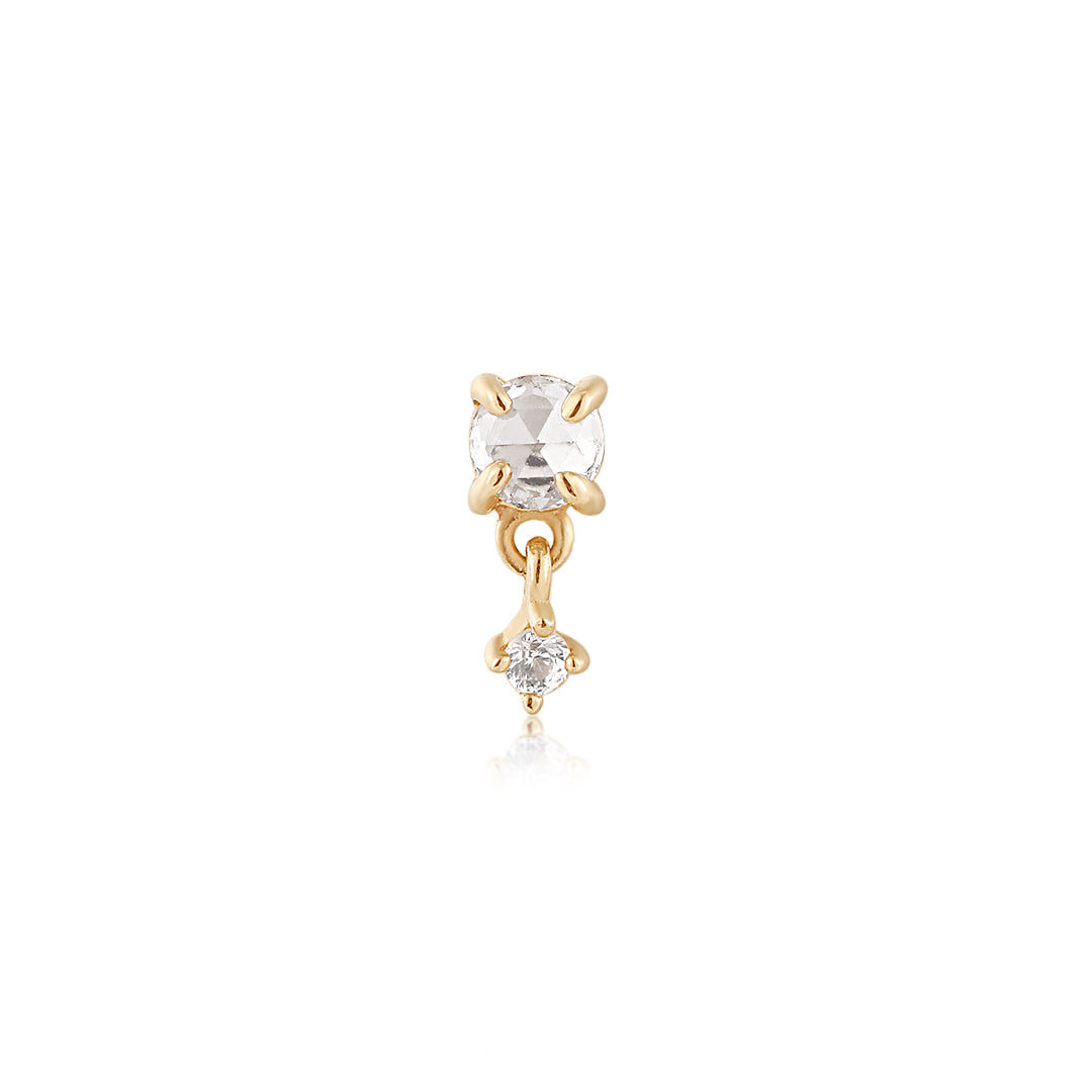 IDA  Rose Cut Double White Sapphire Piercing Earring