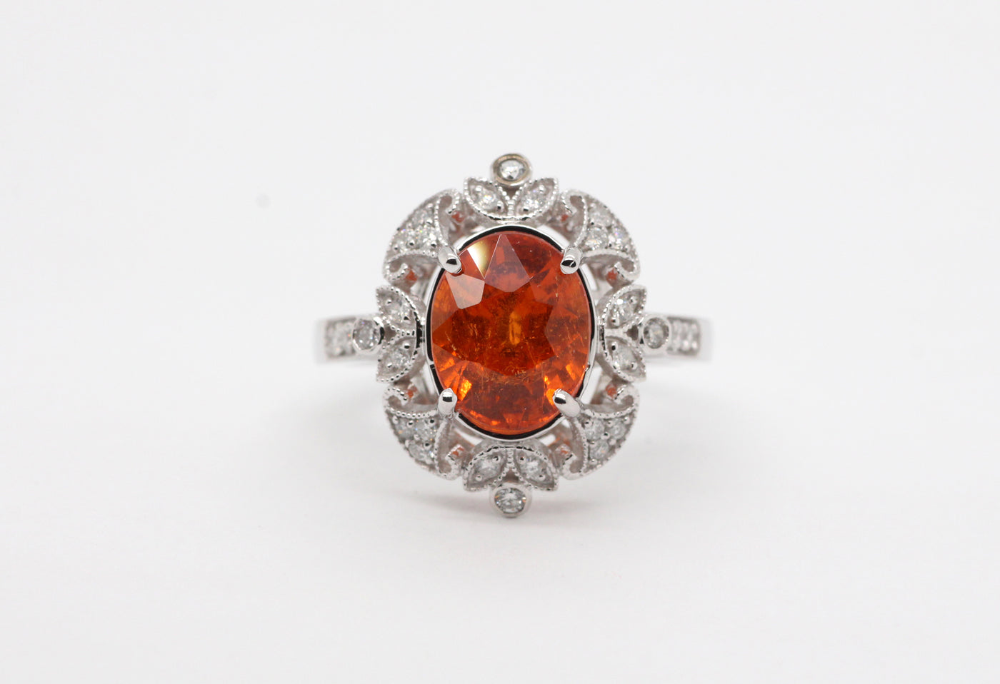 14KW 2.20 CT Citrine and Diamond Ring