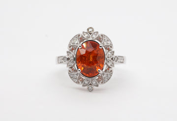 14KW 2.20 CT Citrine and Diamond Ring