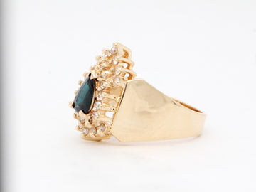 Estate 14KY .75 Ct Pear Shaped Sapphire and Diamond Ring