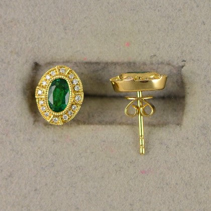 18KY Emerald and Diamond Earrings