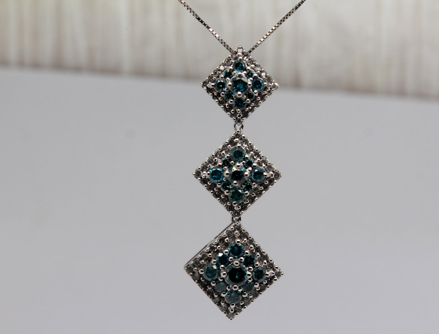 Estate 14KW 1.00 Cttw Blue Diamond and .25 Cttw Diamond Pendant H in C