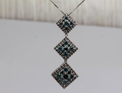 Estate 14KW 1.00 Cttw Blue Diamond and .25 Cttw Diamond Pendant H in C