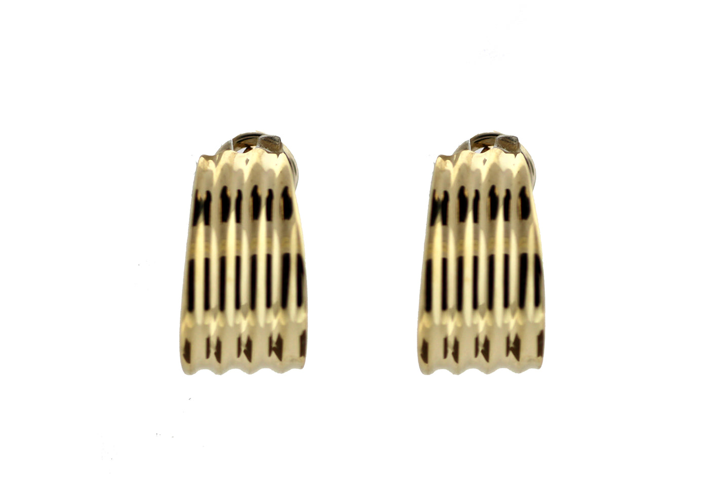 14KY RIBBED HOOP WITH OMEGA BACKS