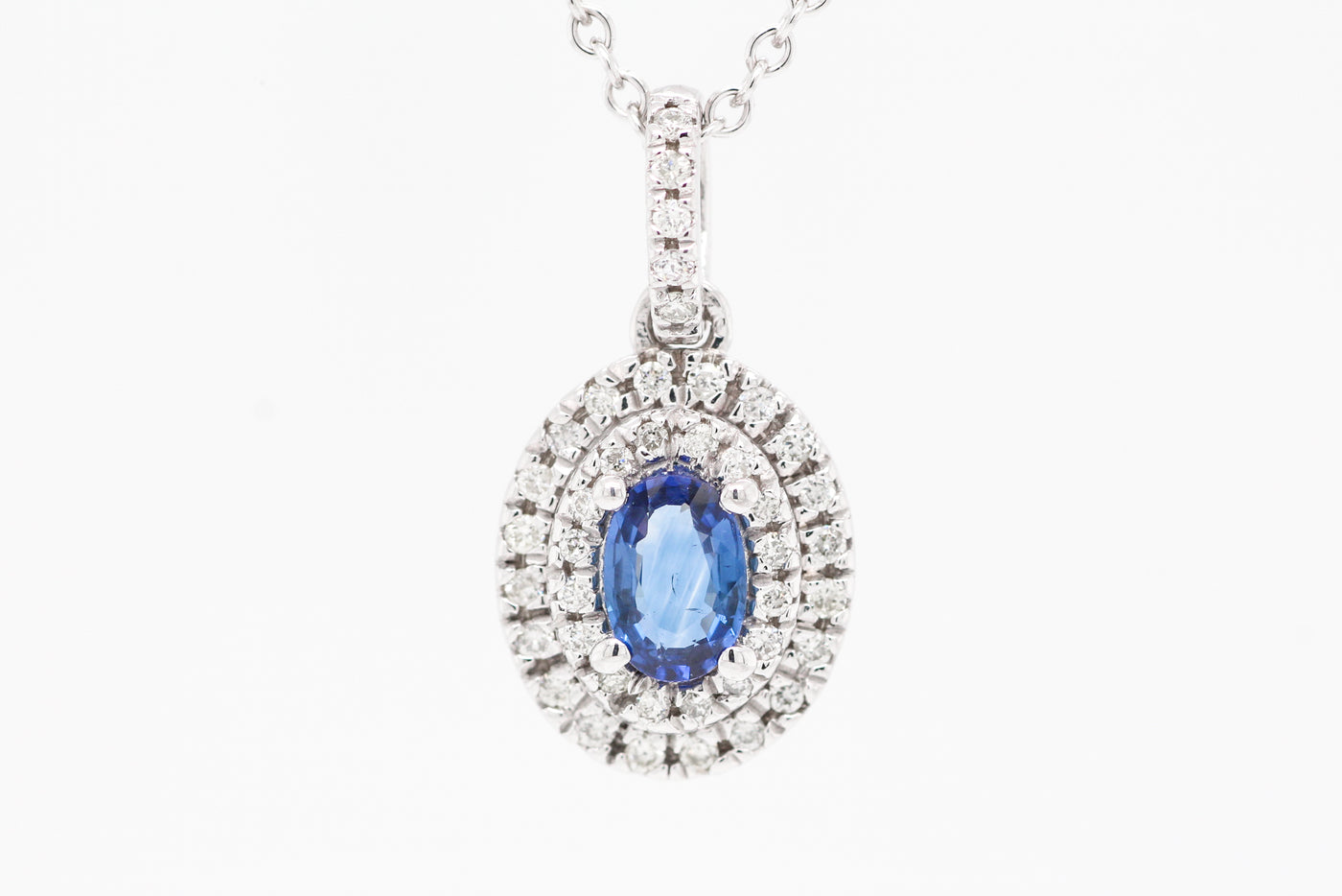 14KW .48 CT SAPPHIRE AND DIAMOND PENDANT, .20 CTTW, H-SI2 image