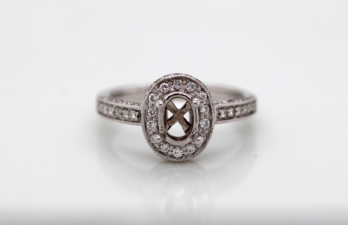 14KW .50 Carat weight Halo Diamond Engagement Setting