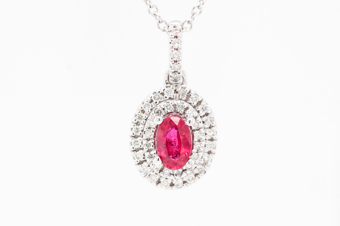 14KW .64 CT RUBY AND DIAMOND PENDANT, .20 CTTW, H-SI2 image