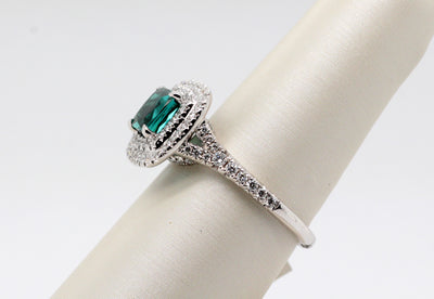 18KW Green Tourmaline and Diamond Ring
