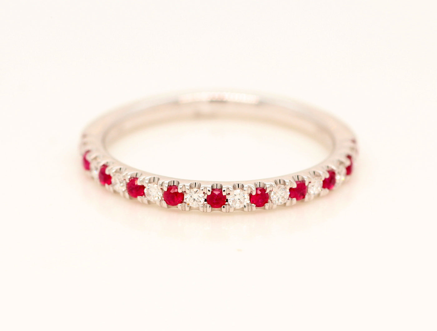 14KW .17 CTTW RUBY AND DIAMOND BAND, .11 CTTW