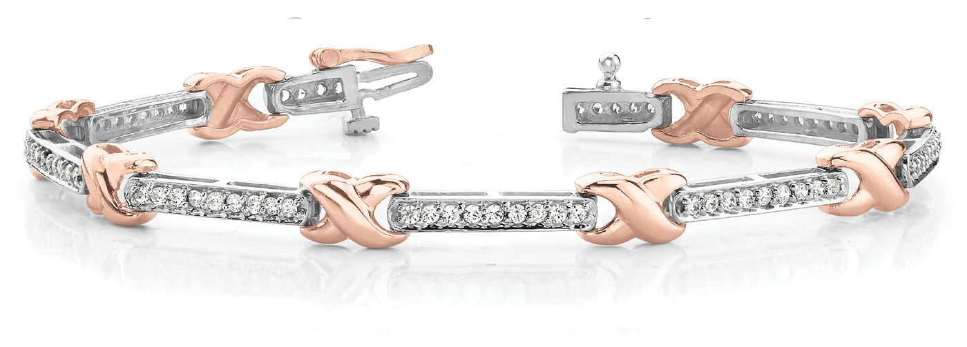 14K Rose Gold 1 3/8 ct tw Fashion Diamond Bracelet