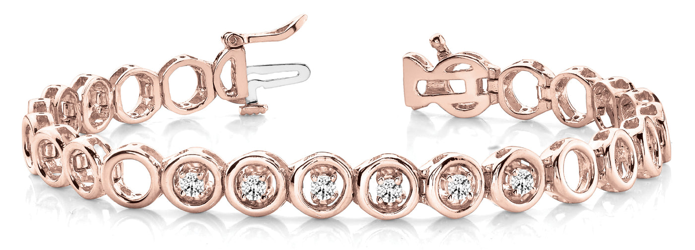 14K Rose Gold 1/4 ct tw Fashion Diamond Bracelet