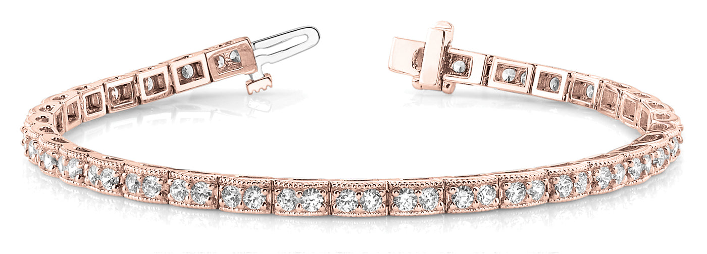 14K Rose Gold 2 ct tw Vintage Diamond Bracelet