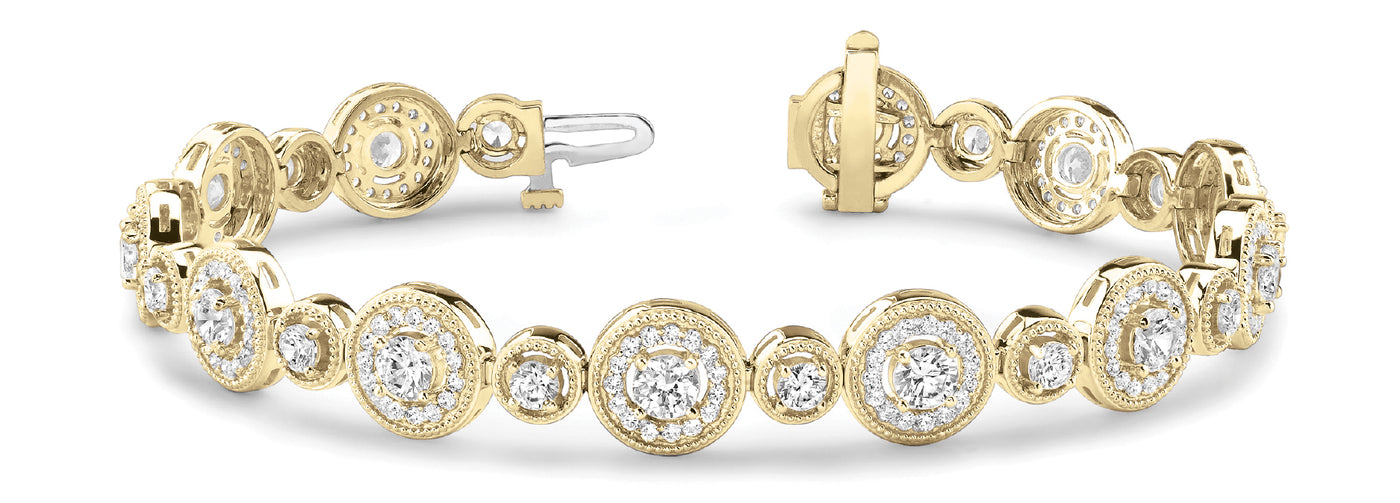14K Yellow Gold 4 1/2 ct tw Vintage Diamond Bracelet