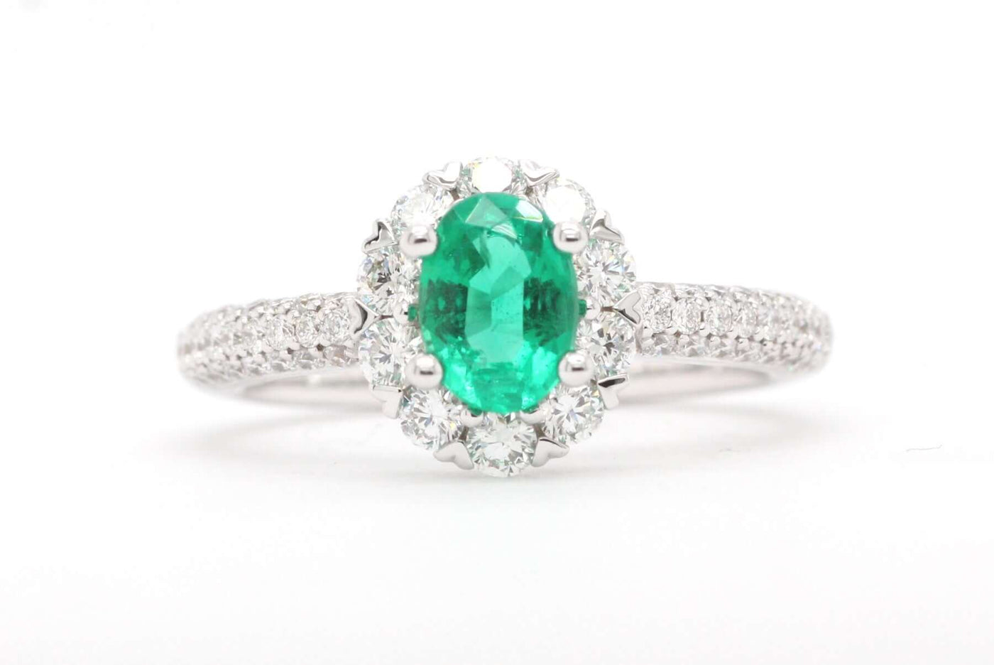 14KW .80 Ct Emerald And Diamond Ring