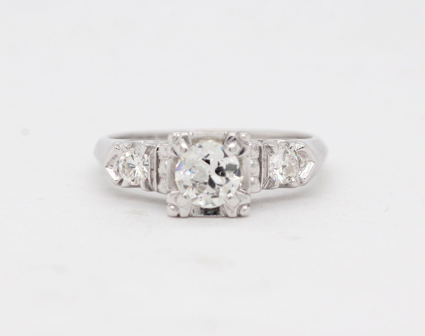 Estate 14KW .65 Cttw Diamond 3 Stone Ring
