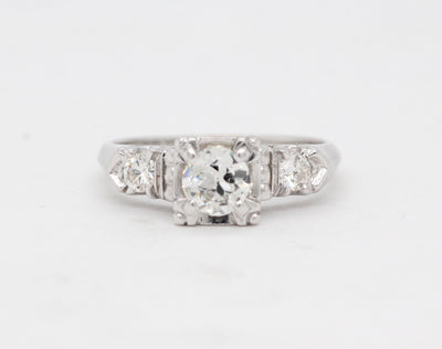 Estate 14KW .65 Cttw Diamond 3 Stone Ring