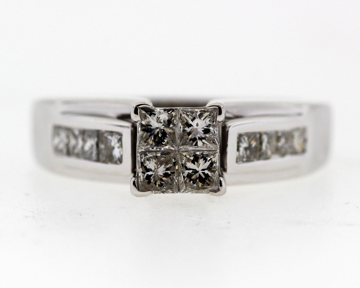 14KW 1.16 CTTW DIAMOND ENGAGEMENT RING .60 CTTW CLUSTER CENTER G-H SI2