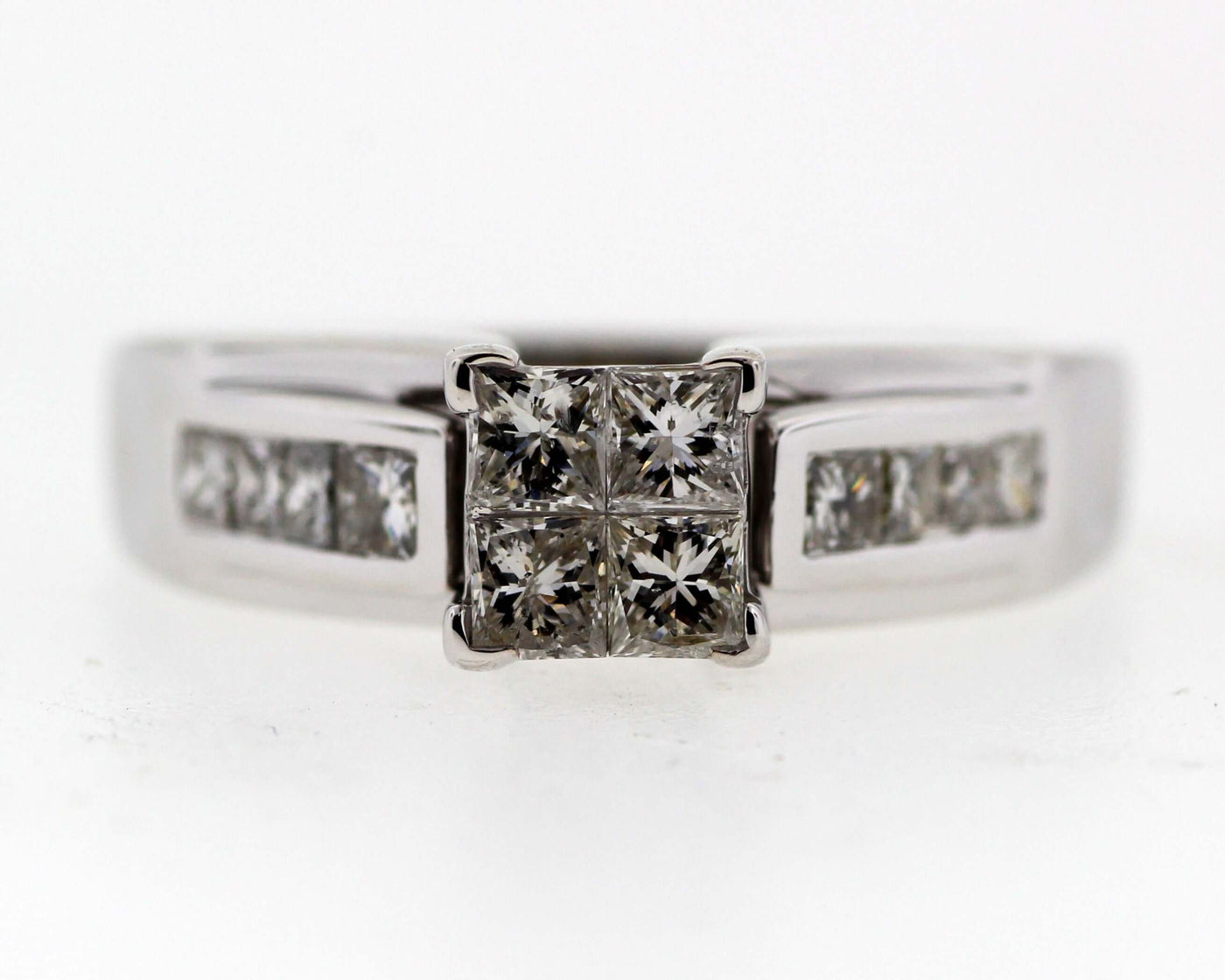 14KW 1.16 CTTW DIAMOND ENGAGEMENT RING .60 CTTW CLUSTER CENTER G-H SI2