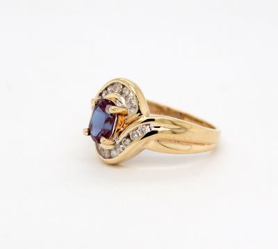 Estate 10KY 1.10 Ct Mystic Topaz and .30 Cttw Diamond Ring