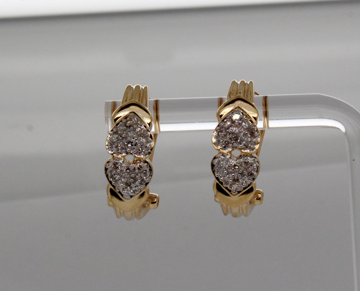 Estate 14KY .25 Cttw Diamond Hoop Earrings