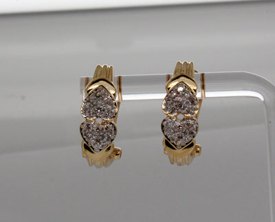 Estate 14KY .25 Cttw Diamond Hoop Earrings