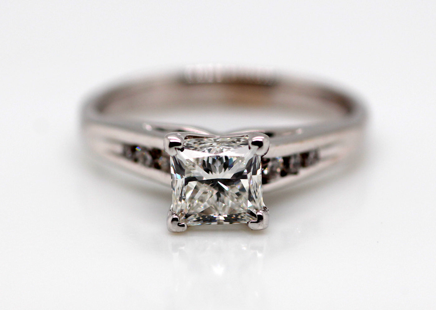 14KW 1.52 CTTW Princess Cut Diamond Engagement Ring