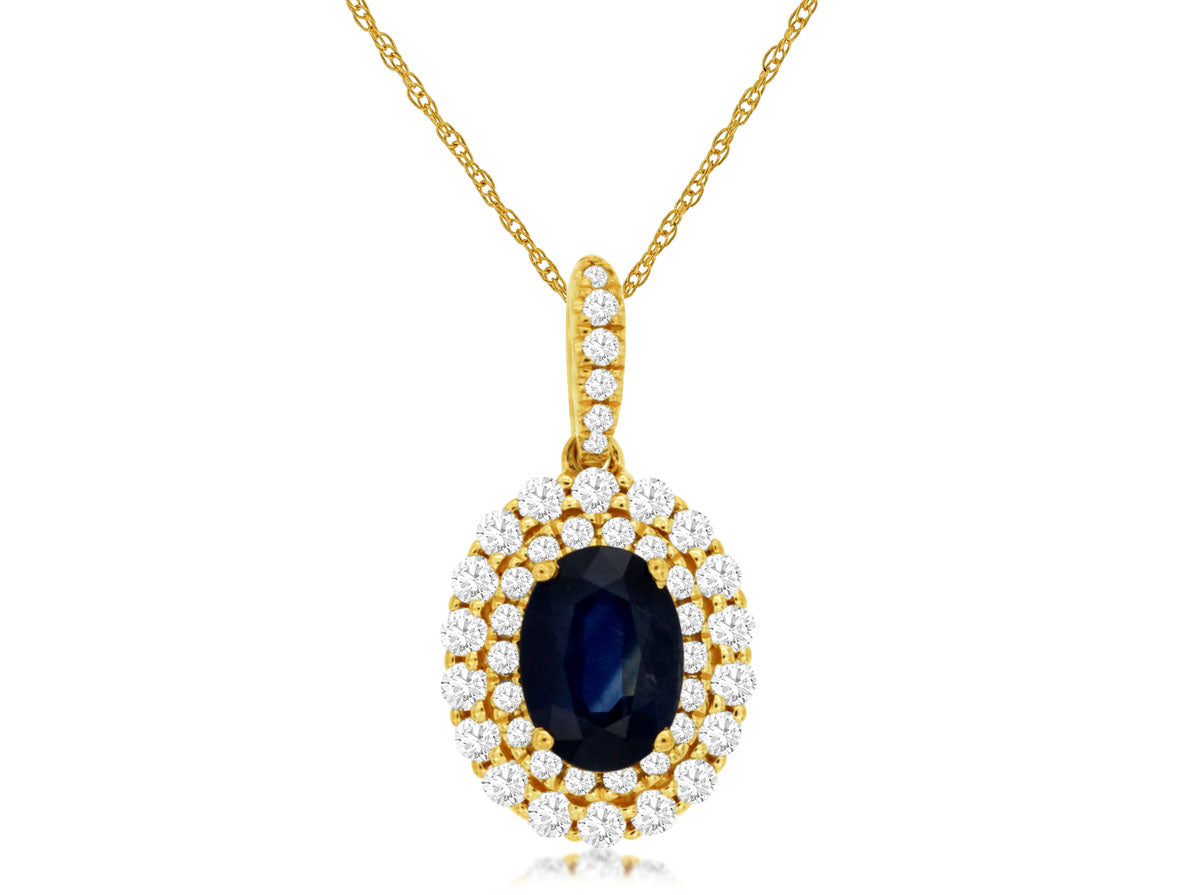14KY 1.00 Ct Sapphire and Diamond Pendant