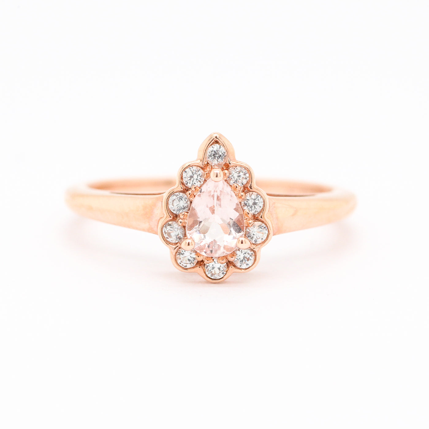 Estate 10Kr .45 Ct Morganite And Diamond Ring